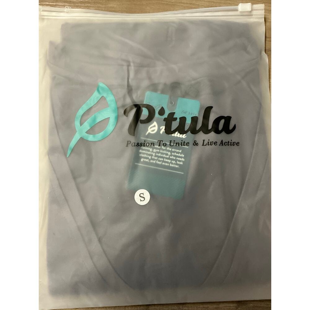 P’tula Activewear V-Neck Short Sleeve Tee Gray Size S NWT - Picture 7 of 7